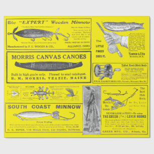 Papel De Regalo Antiguo Pescador Anuncio Circa 1909 Lures Wr