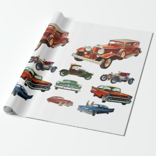 Papel De Regalo Antiguos autos clásicos de época Arte de transport