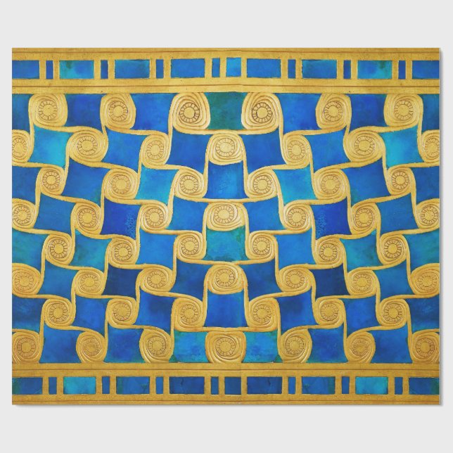 PAPEL DE REGALO ANTIQUE EGYPTIAN GEOMETRIC DECOR ,SUN IN BLUE SKY  (Superficie plana)