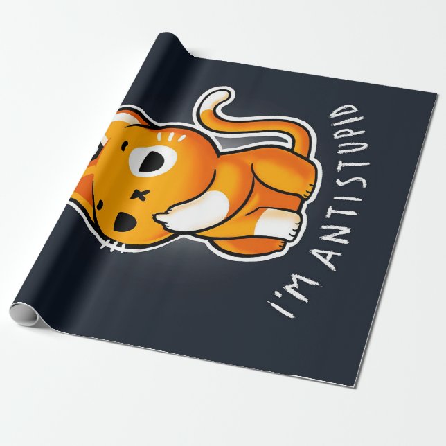 Papel De Regalo Antisocial Cute Cat Gift| Cat For Valentines  (Desenrollado)