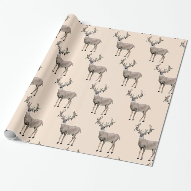 Papel De Regalo Antlers Navidades de caza de venados (Desenrollado)