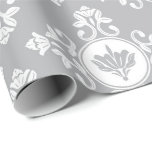 Papel De Regalo Antoniette Royal Bridal Floral Gris<br><div class="desc">Delicada Florencia de composición en blanco y grisDiseño K</div>