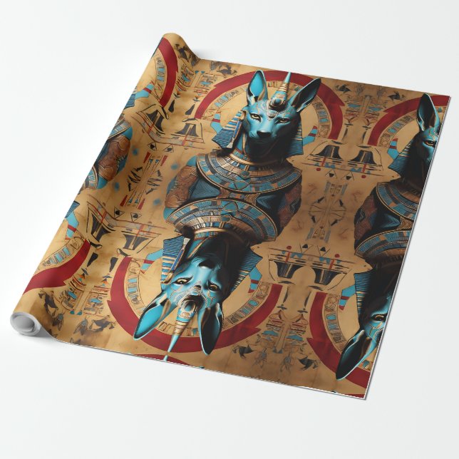 Papel De Regalo Anubis Dios yacal o hombre egipcio (Desenrollado)