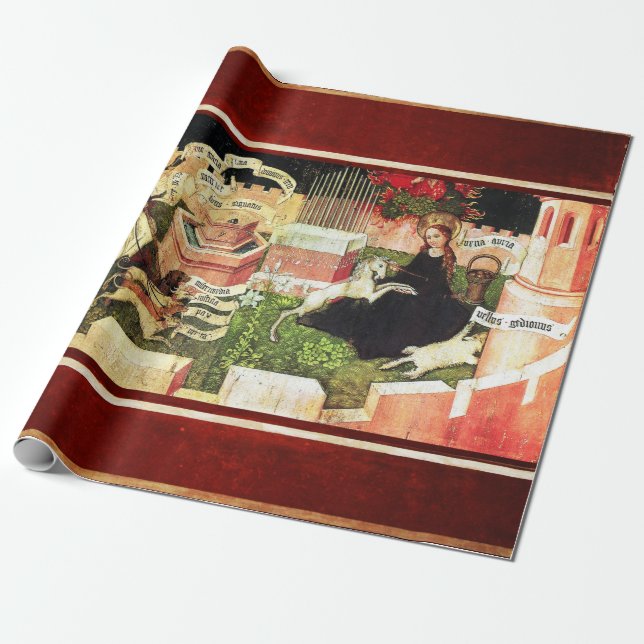 PAPEL DE REGALO ANUNCIACIÓN COMO CAZA MÍSTICA DE UNICORN (Desenrollado)