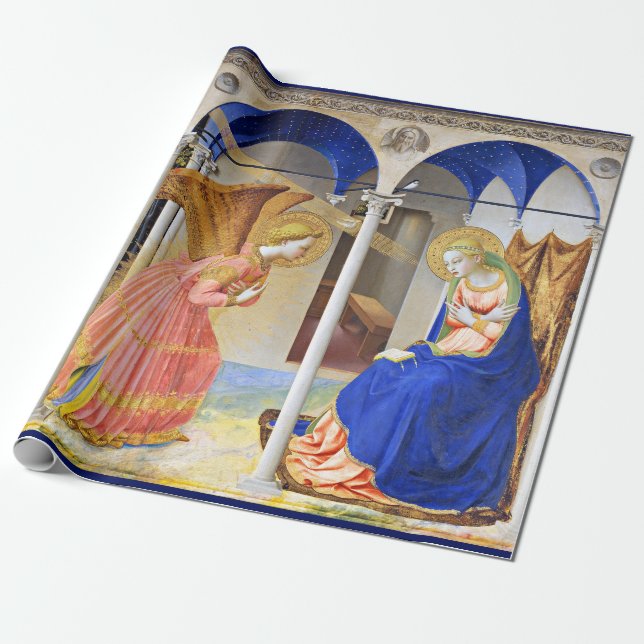 Papel De Regalo ANUNCIACIÓN de Navidades de Fra Beato Angelico (Desenrollado)