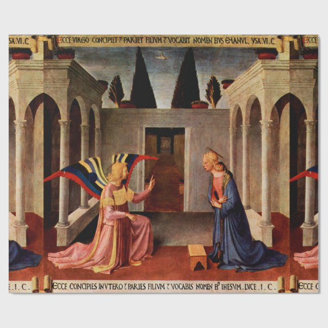 Papel De Regalo ANUNCIACIÓN de Navidades de Fra Beato Angelico (Superficie plana)