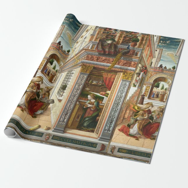 Papel De Regalo Anunciación, San Emidio y OVNI por Crivelli (Desenrollado)
