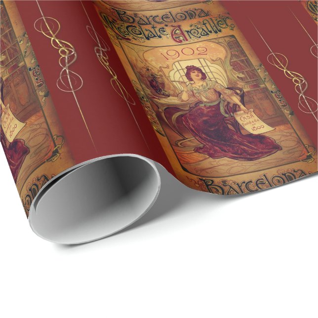 Papel De Regalo Anuncio de chocolate femenino de Victoria (Esquina del rollo)