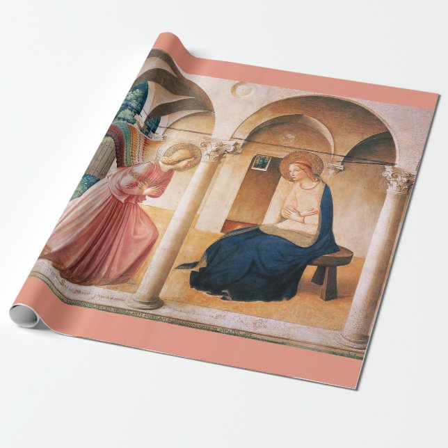 Papel De Regalo ANUNCIO de Fra Beato Angelico Navidades Pink (Desenrollado)