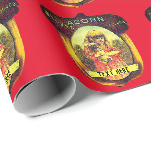 Papel De Regalo Anuncio de hornillos de bellota de época amarillo 