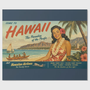 Papel De Regalo Anuncio de viaje hawaiano de estilo vintage