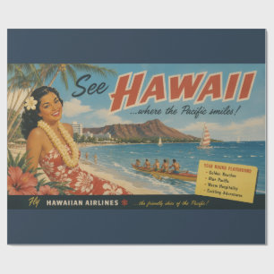Papel De Regalo Anuncio de viaje hawaiano de estilo vintage