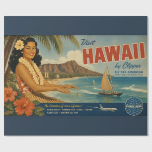 Papel De Regalo Anuncio de viaje hawaiano de estilo vintage
