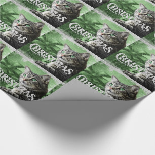 Papel De Regalo APAL - Gato de Tabby de plata del navidad