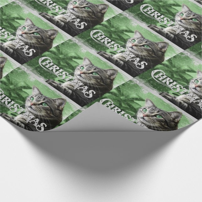 Papel De Regalo APAL - Gato de Tabby de plata del navidad (Esquina)