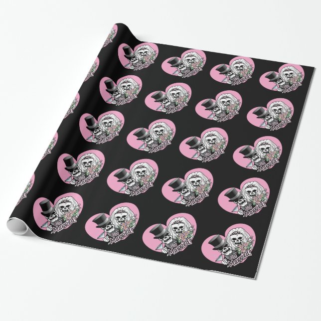 Papel De Regalo Apenas cráneos casados (Desenrollado)