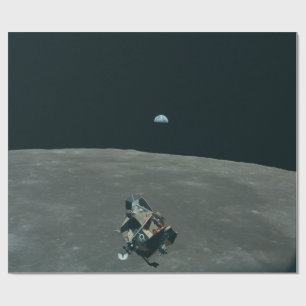 Papel De Regalo Apollo Lunar Lander y Earrise Over Moon