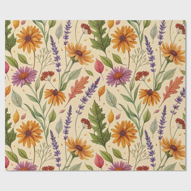 Papel De Regalo Apothecary Autumn Floral Garden Pattern (Superficie plana)