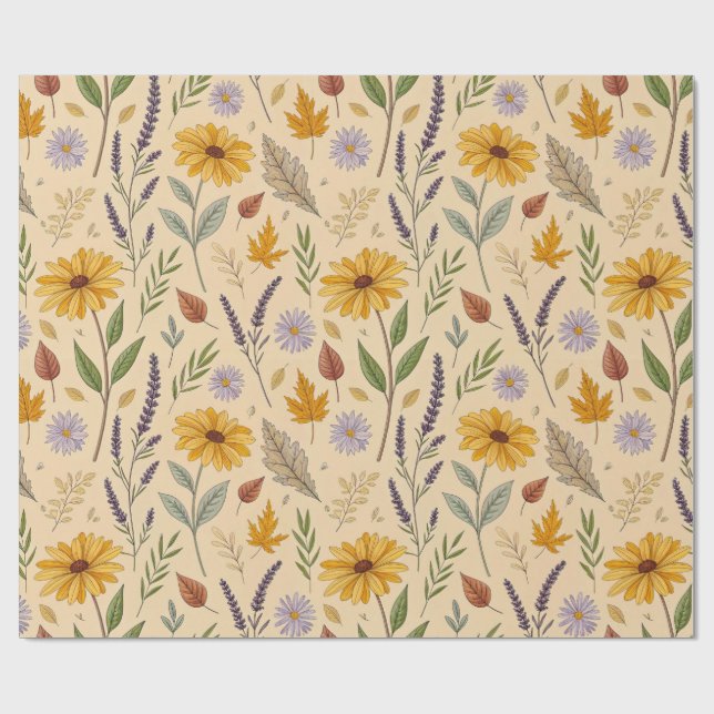 Papel De Regalo Apothecary Fall Floral Botanical Pattern (Superficie plana)