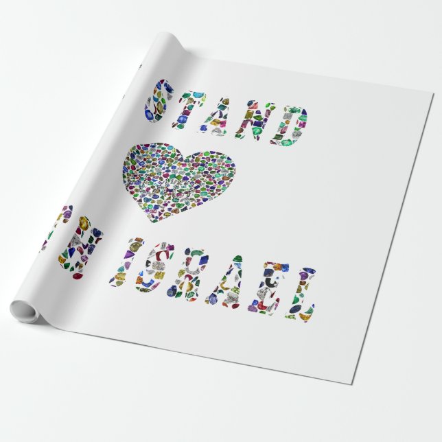 Papel De Regalo Apoyar a Israel - Diseño de Letras Gemstone (Desenrollado)