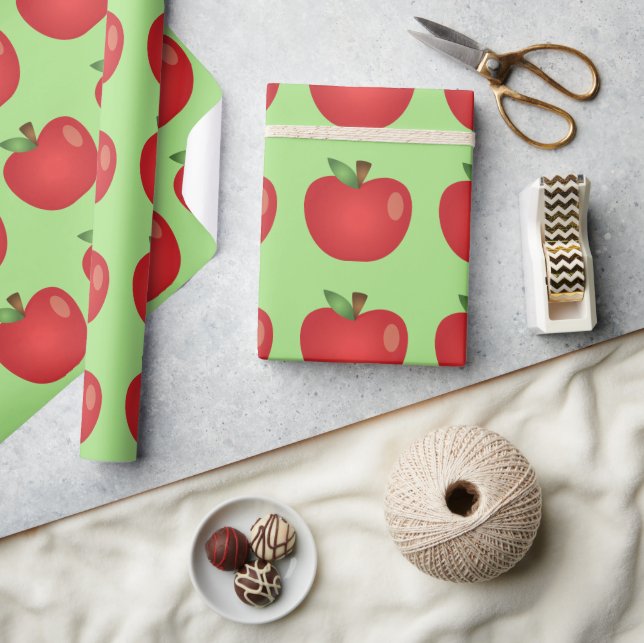 Papel De Regalo Apple Personalizado Rojo En Verde (Artesanía)