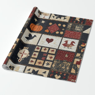 Papel De Regalo Appliqué y geométrico primitivo de la granja