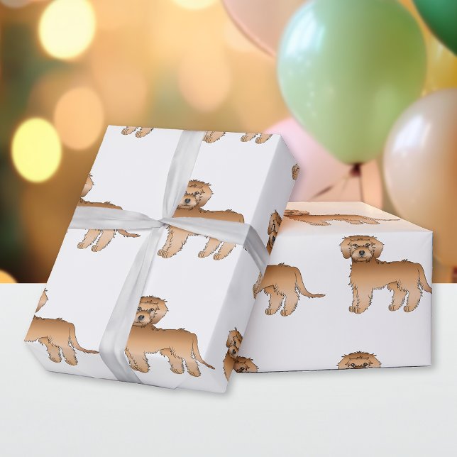 Papel De Regalo Apricot Mini Goldendoodle Cute Cartoe Patrón de pe (Subido por el creador)
