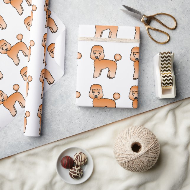 Papel De Regalo Apricot Toy Poodle Cute Dibujo Patrón Perro (Artesanía)