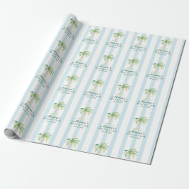 Papel De Regalo Aqua Blue Cabana Stripes Palm Beach Club
