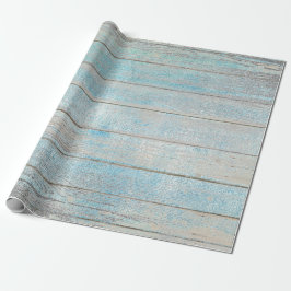Papel De Regalo Aqua Blue Ocean Grungy Silver Wood Rustic