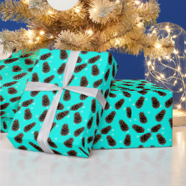 Papel de regalo aqua con patrón de copo de nieve y