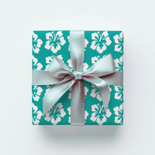 Papel De Regalo Aqua de flor tropical hawaiana hibiscus