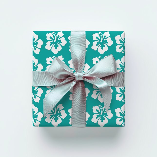 Papel De Regalo Aqua de flor tropical hawaiana hibiscus (Subido por el creador)
