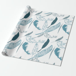 Papel De Regalo Aqua Feathers