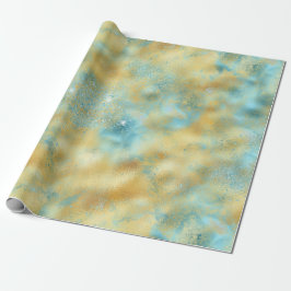 Papel De Regalo Aqua Gold Glitz Sparkle