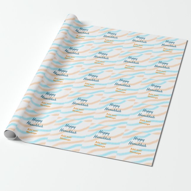 Papel De Regalo Aqua naranja feliz Hanukkah agregar mensaje de tex (Desenrollado)