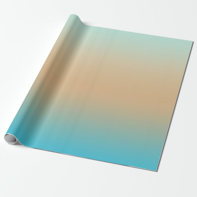 Papel De Regalo Aqua Ombre De Peach Sunset (Desenrollado)
