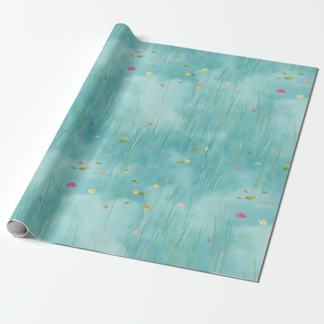 Papel De Regalo Aqua Reed Spring Gift Wrap (Desenrollado)