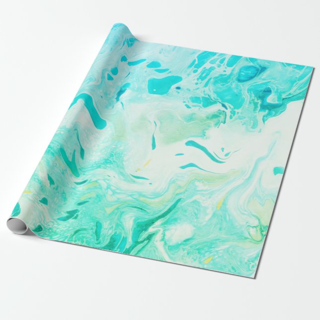 Papel De Regalo Aqua Swirls Shades of Blue Green (Desenrollado)