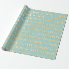 Papel De Regalo Aqua & Teal Christmas Wrapping Paper with Gold Acc