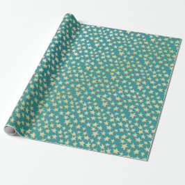 Papel De Regalo Aqua & Teal Christmas Wrapping Paper with Gold Acc