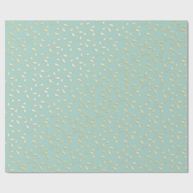 Papel De Regalo Aqua & Teal Xmas Wrapping Paper with Gold Accents (Superficie plana)