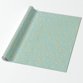 Papel De Regalo Aqua & Teal Xmas Wrapping Paper with Gold Accents