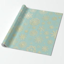 Papel De Regalo Aqua & Teal Xmas Wrapping Paper with Gold Accents