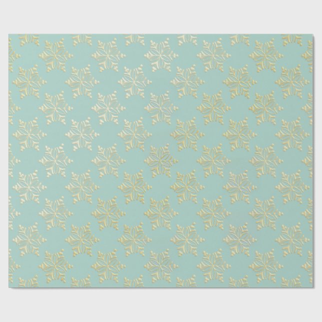 Papel De Regalo Aqua & Teal Xmas Wrapping Paper with Gold Accents (Superficie plana)