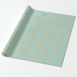 Papel De Regalo Aqua & Teal Xmas Wrapping Paper with Gold Accents