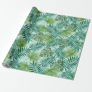 Papel De Regalo Aqua Tropical Leaves Vacaciones