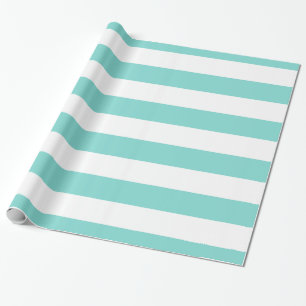 Papel De Regalo Aqua turquesa, patrón de rayas XL blancas