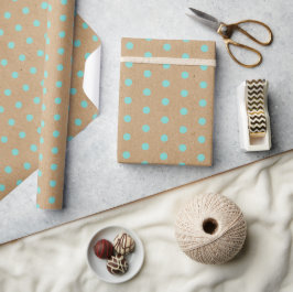 Papel De Regalo Aqua Turquoise Green Dots Faux Rustic Brown Kraft