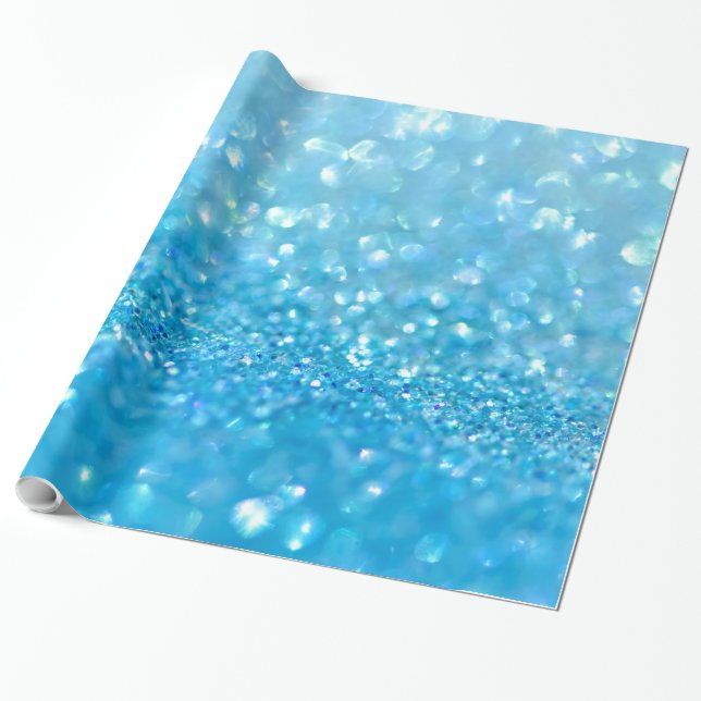 Papel De Regalo Aqua Water Baby Blue Purpurina (Desenrollado)